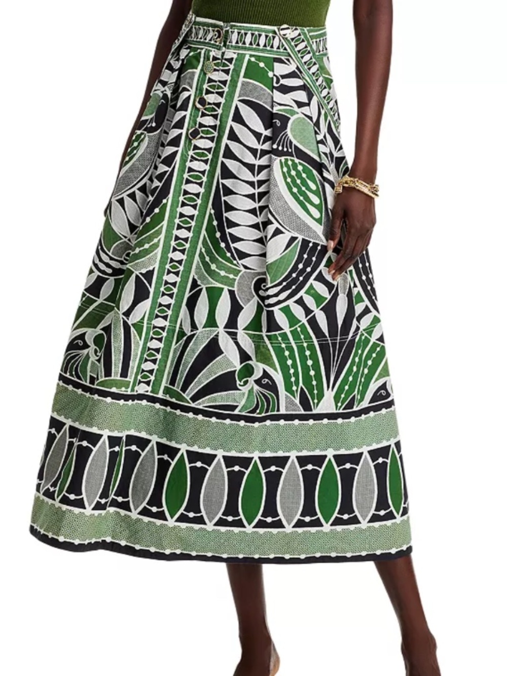 FARM Rio Lace Nature Leaf Print Skirt, Medium, Leaf Print - Picture 2 of 9